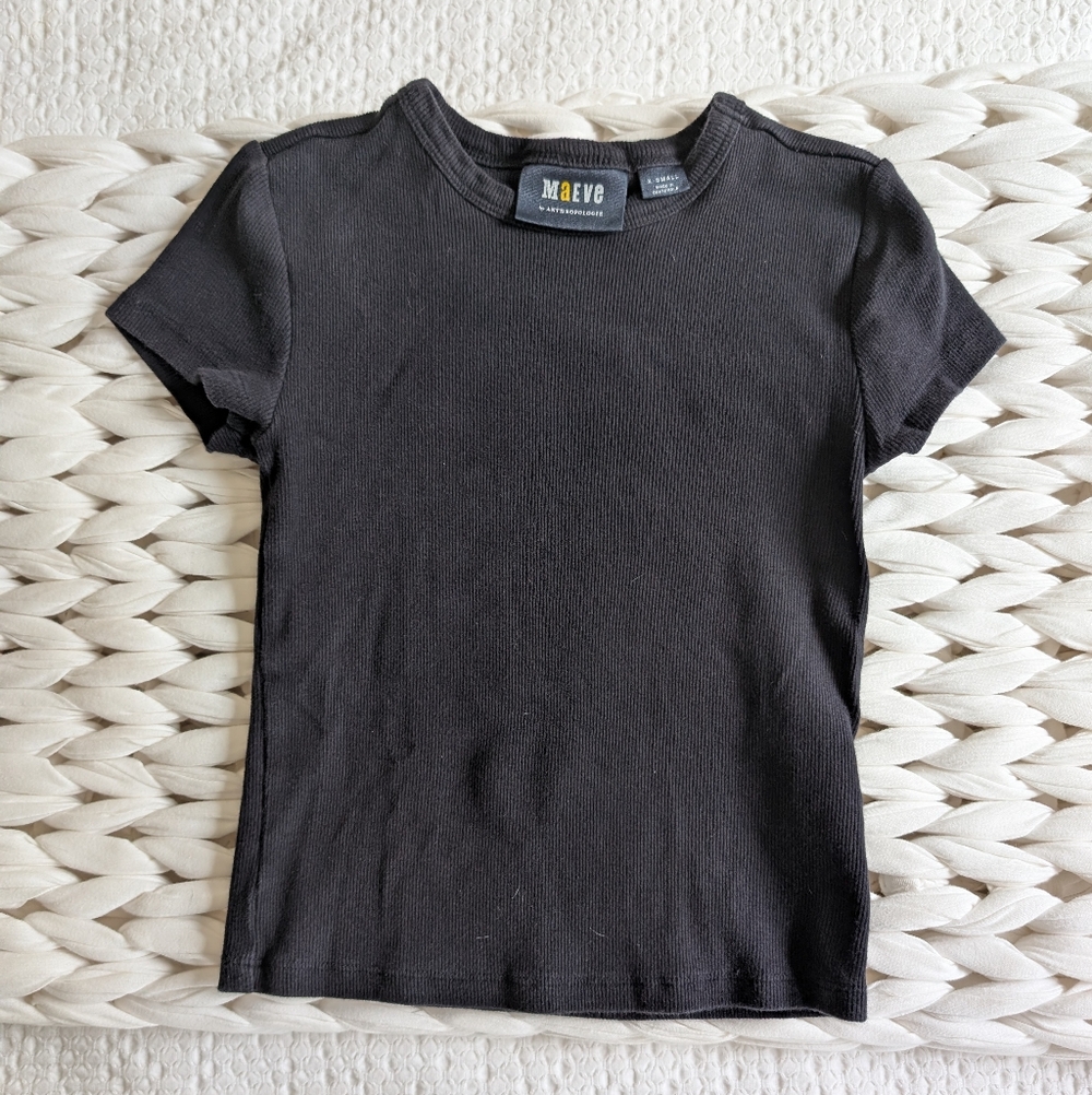 Anthropologie Maeve Classic Ribbed Baby T-shirt